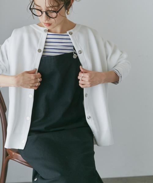 NANO universe（ナノユニバース）の「LB.04/ライトスポンディッシュメタルスナップカーディガン（カーディガン/ボレロ・レディース・ホワイト/ベージュ/グリーン/その他1/その他2・FREE）」の15枚目の写真