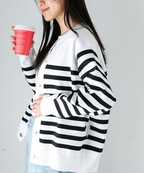 NANO universe（ナノユニバース）の「LB.04/ライトスポンディッシュメタルスナップカーディガン（カーディガン/ボレロ・レディース・ホワイト/ベージュ/グリーン/その他1/その他2・FREE）」の6枚目の写真