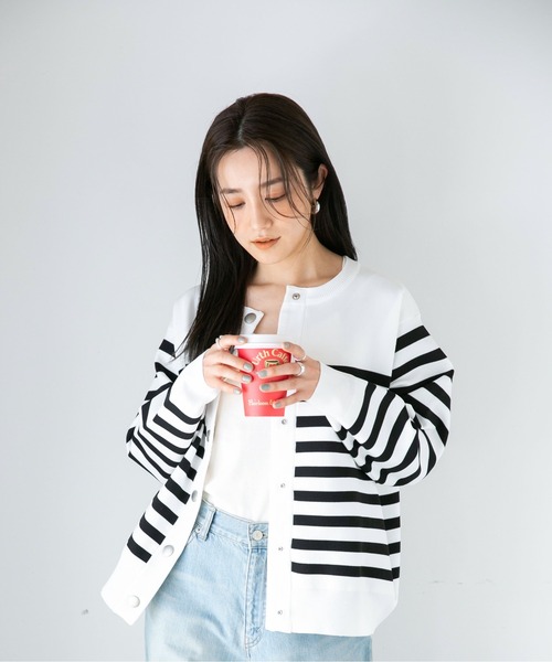 NANO universe（ナノユニバース）の「LB.04/ライトスポンディッシュメタルスナップカーディガン（カーディガン/ボレロ・レディース・ホワイト/ベージュ/グリーン/その他1/その他2・FREE）」の8枚目の写真