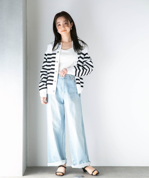 NANO universe（ナノユニバース）の「LB.04/ライトスポンディッシュメタルスナップカーディガン（カーディガン/ボレロ・レディース・ホワイト/ベージュ/グリーン/その他1/その他2・FREE）」の10枚目の写真