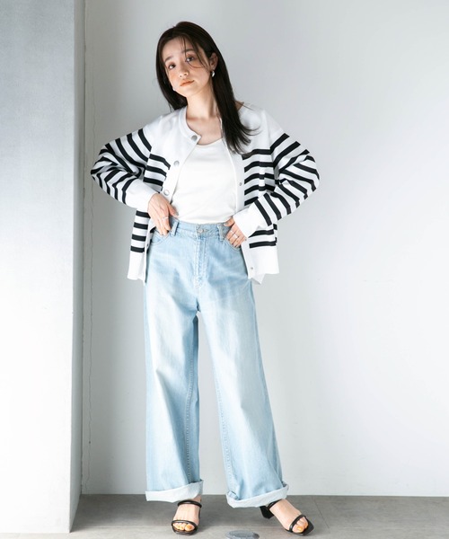 NANO universe（ナノユニバース）の「LB.04/ライトスポンディッシュメタルスナップカーディガン（カーディガン/ボレロ・レディース・ホワイト/ベージュ/グリーン/その他1/その他2・FREE）」の12枚目の写真