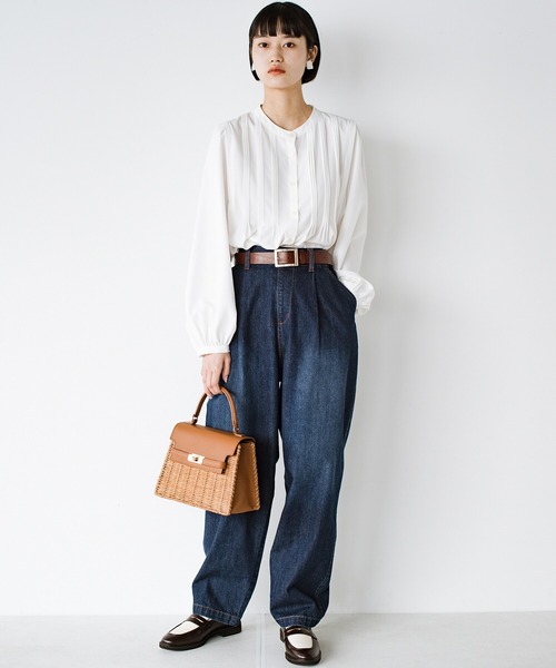 haco!（ハコ）の「refined works デニムテーパードパンツ（デニムパンツ・レディース・アイボリー/インディゴブルー/ライトブルー・ONE SIZE）」の18枚目の写真