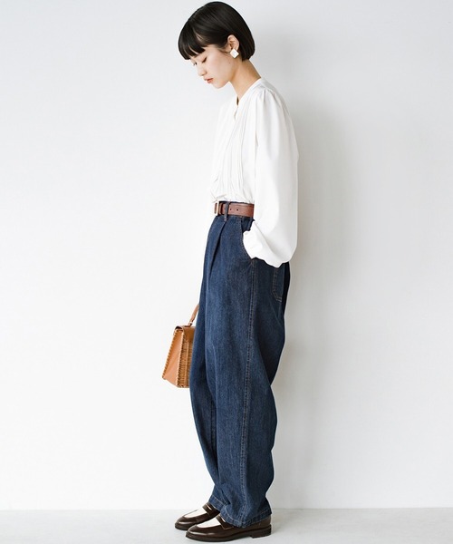 haco!（ハコ）の「refined works デニムテーパードパンツ（デニムパンツ・レディース・アイボリー/インディゴブルー/ライトブルー・ONE SIZE）」の12枚目の写真