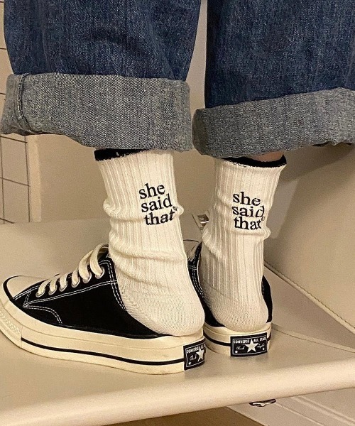 VIBGYOR（ヴィブジョー）の「【LAMPOON】ヒールメッセージソックス（ソックス/靴下・メンズ・レッド/ピンク/ブルー/ブラック・FREE）」の11枚目の写真