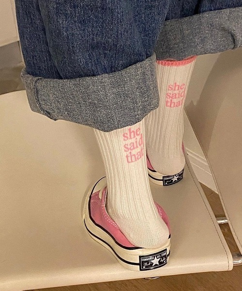 VIBGYOR（ヴィブジョー）の「【LAMPOON】ヒールメッセージソックス（ソックス/靴下・メンズ・レッド/ピンク/ブルー/ブラック・FREE）」の13枚目の写真