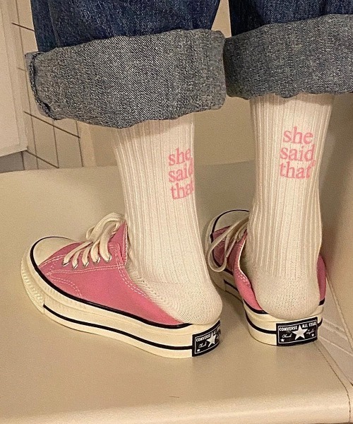 VIBGYOR（ヴィブジョー）の「【LAMPOON】ヒールメッセージソックス（ソックス/靴下・メンズ・レッド/ピンク/ブルー/ブラック・FREE）」の14枚目の写真