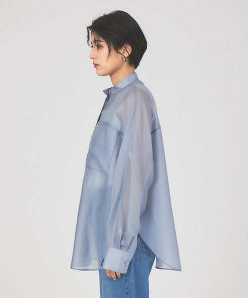 Rouge vif Anna（ルージュヴィフアンナ）の「スタンドネックシアーシャツ（シャツ/ブラウス・レディース・ホワイト/サックスブルー/イエロー・フリー）」の13枚目の写真