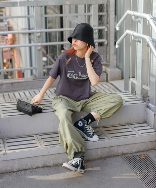 SpRay（スプレイ）の「ロゴラグランあきTシャツ（Tシャツ/カットソー・レディース・ライトブルー/アイボリー/チャコールグレー/オフホワイト/オートミール・FREE）」の10枚目の写真