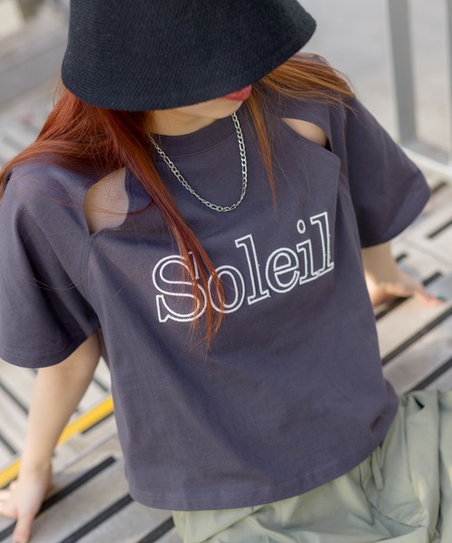 SpRay（スプレイ）の「ロゴラグランあきTシャツ（Tシャツ/カットソー・レディース・ライトブルー/アイボリー/チャコールグレー/オフホワイト/オートミール・FREE）」の6枚目の写真