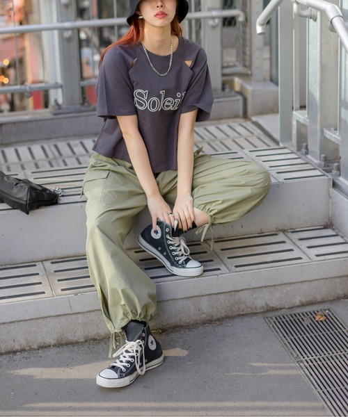 SpRay（スプレイ）の「ロゴラグランあきTシャツ（Tシャツ/カットソー・レディース・ライトブルー/アイボリー/チャコールグレー/オフホワイト/オートミール・FREE）」の14枚目の写真