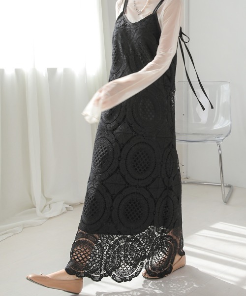 Bab(バブ)の「総レースキャミワンピース(ワンピース・レディース・モカ/ホワイト系その他/ブラック・S/M)」の4枚目の写真