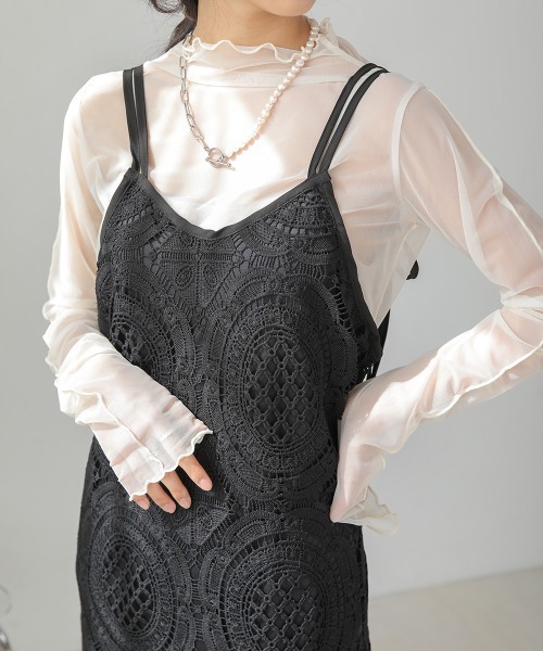 Bab(バブ)の「総レースキャミワンピース(ワンピース・レディース・モカ/ホワイト系その他/ブラック・S/M)」の5枚目の写真