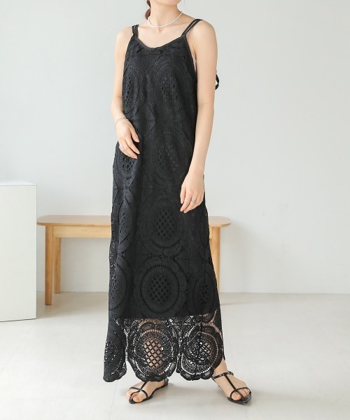 Bab(バブ)の「総レースキャミワンピース(ワンピース・レディース・モカ/ホワイト系その他/ブラック・S/M)」の9枚目の写真