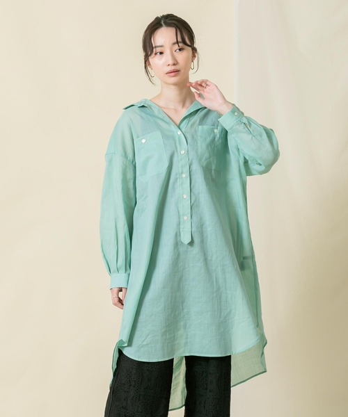 Gready Brilliant（グレディブリリアン）の「綿麻スキッパーシャツワンピース（シャツワンピース・レディース・ピンク/グリーン・FREE）」の18枚目の写真