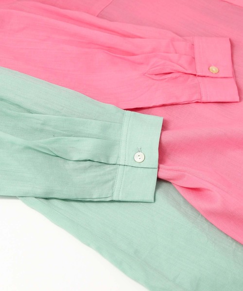 Gready Brilliant（グレディブリリアン）の「綿麻スキッパーシャツワンピース（シャツワンピース・レディース・ピンク/グリーン・FREE）」の8枚目の写真