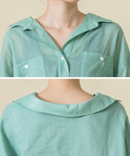 Gready Brilliant（グレディブリリアン）の「綿麻スキッパーシャツワンピース（シャツワンピース・レディース・ピンク/グリーン・FREE）」の5枚目の写真