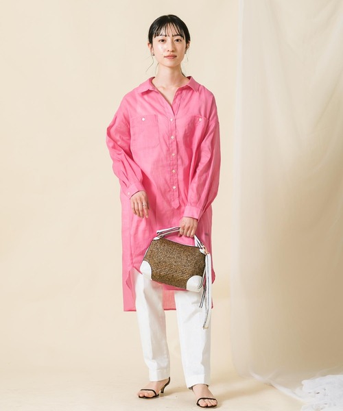 Gready Brilliant（グレディブリリアン）の「綿麻スキッパーシャツワンピース（シャツワンピース・レディース・ピンク/グリーン・FREE）」の13枚目の写真