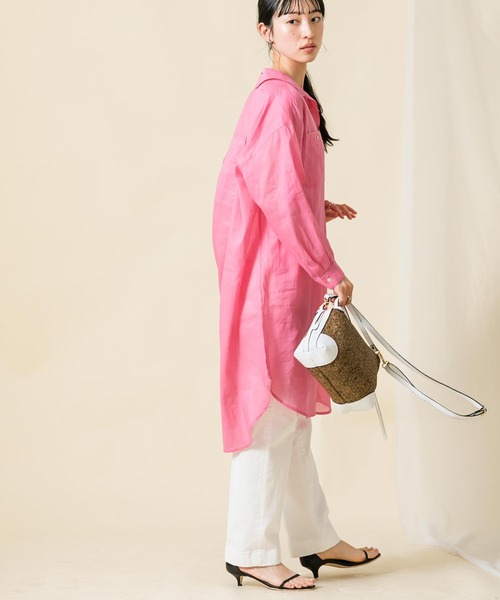Gready Brilliant（グレディブリリアン）の「綿麻スキッパーシャツワンピース（シャツワンピース・レディース・ピンク/グリーン・FREE）」の10枚目の写真