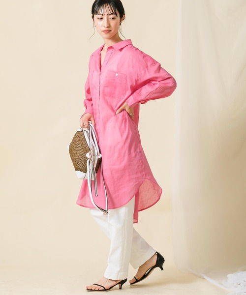 Gready Brilliant（グレディブリリアン）の「綿麻スキッパーシャツワンピース（シャツワンピース・レディース・ピンク/グリーン・FREE）」の21枚目の写真