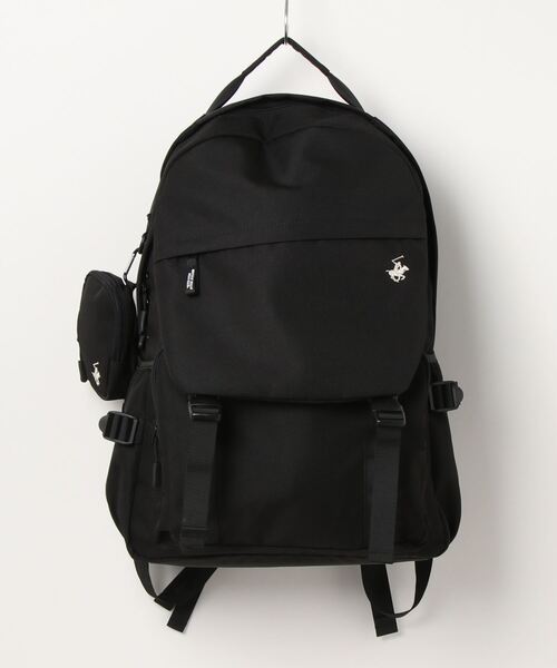 BEVERLY HILLS POLO CLUB（ビバリーヒルズポロクラブ）の「【BEVERLY HILLS POLO CLUB】 ポーチ付き　フラップリュック（バックパック/リュック・メンズ・ネイビー/ブラック・FREE）」の2枚目の写真