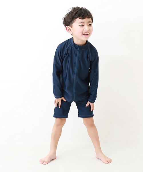 devirock（デビロック）の「UVカット スクール用 長袖ジップラッシュガード（ラッシュガード・キッズ・ネイビー/ネイビー×ホワイト/ネイビー系3/ネイビー系2/ネイビー系1・110cm/120cm/130cm/140cm/150cm/160cm/170cm）」の6枚目の写真