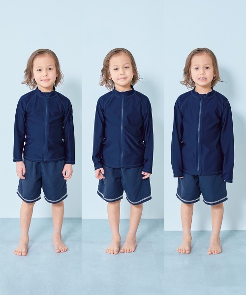 devirock（デビロック）の「UVカット スクール用 長袖ジップラッシュガード（ラッシュガード・キッズ・ネイビー/ネイビー×ホワイト/ネイビー系3/ネイビー系2/ネイビー系1・110cm/120cm/130cm/140cm/150cm/160cm/170cm）」の18枚目の写真