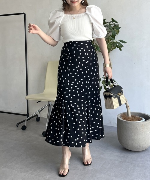 prose verse（プロズヴェール）の「ボリューム袖ニット切替トップス（ニット/セーター・レディース・ブラック/オフホワイト/グリーン・ﾌﾘ-）」の13枚目の写真