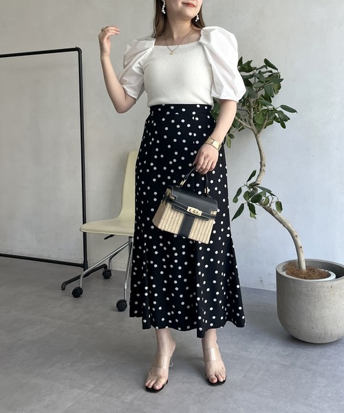 prose verse（プロズヴェール）の「ボリューム袖ニット切替トップス（ニット/セーター・レディース・ブラック/オフホワイト/グリーン・ﾌﾘ-）」の15枚目の写真