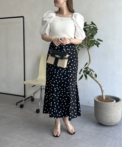 prose verse（プロズヴェール）の「ボリューム袖ニット切替トップス（ニット/セーター・レディース・ブラック/オフホワイト/グリーン・ﾌﾘ-）」の16枚目の写真