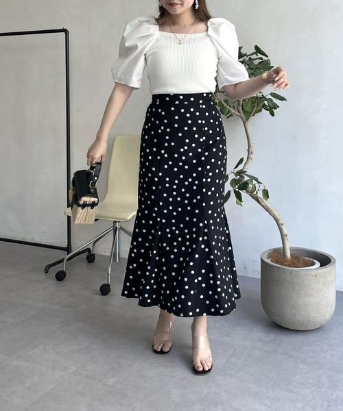 prose verse（プロズヴェール）の「ボリューム袖ニット切替トップス（ニット/セーター・レディース・ブラック/オフホワイト/グリーン・ﾌﾘ-）」の17枚目の写真