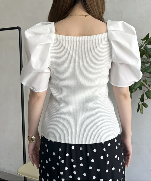 prose verse（プロズヴェール）の「ボリューム袖ニット切替トップス（ニット/セーター・レディース・ブラック/オフホワイト/グリーン・ﾌﾘ-）」の20枚目の写真