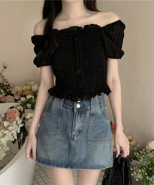 Jasmine Grandiflorum(ジャスミングランディフローラム)の「【Jasmine】2WAYフリルクロップドトップス (SS)(シャツ/ブラウス・レディース・ホワイト/ブラック/ピンク・MEDIUM/LARGE/SMALL/FREE)」の17枚目の写真