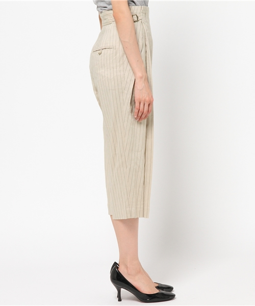 qualite（カリテ）の「ﾘﾈﾝ混ｽﾄﾗｲﾌﾟｱｼﾞｬｽﾄパンツ（その他パンツ・レディース・ベージュ/ネイビー・3/0/2/1）」の4枚目の写真