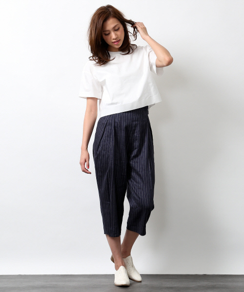 qualite（カリテ）の「ﾘﾈﾝ混ｽﾄﾗｲﾌﾟｱｼﾞｬｽﾄパンツ（その他パンツ・レディース・ベージュ/ネイビー・3/0/2/1）」の15枚目の写真