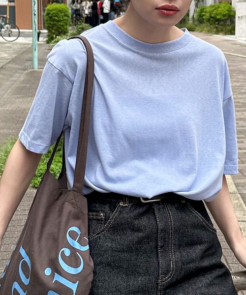 feepur（フェピュール）の「スラブ調ロゴ刺繍シアーTee（Tシャツ/カットソー・レディース・ブルー/ピンク/オートミール/オフホワイト/ブラック・MEDIUM）」の4枚目の写真