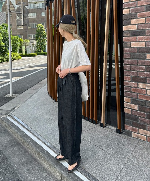 feepur（フェピュール）の「スラブ調ロゴ刺繍シアーTee（Tシャツ/カットソー・レディース・ブルー/ピンク/オートミール/オフホワイト/ブラック・MEDIUM）」の6枚目の写真