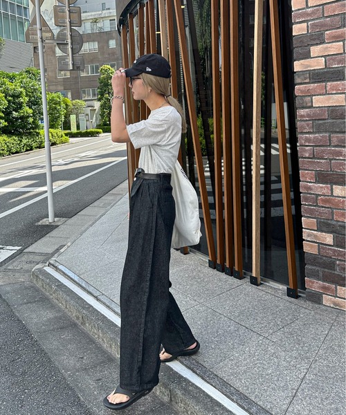 feepur（フェピュール）の「スラブ調ロゴ刺繍シアーTee（Tシャツ/カットソー・レディース・ブルー/ピンク/オートミール/オフホワイト/ブラック・MEDIUM）」の7枚目の写真