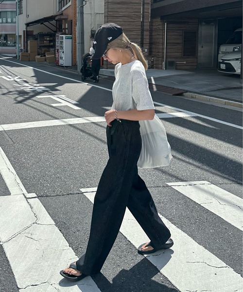 feepur（フェピュール）の「スラブ調ロゴ刺繍シアーTee（Tシャツ/カットソー・レディース・ブルー/ピンク/オートミール/オフホワイト/ブラック・MEDIUM）」の9枚目の写真