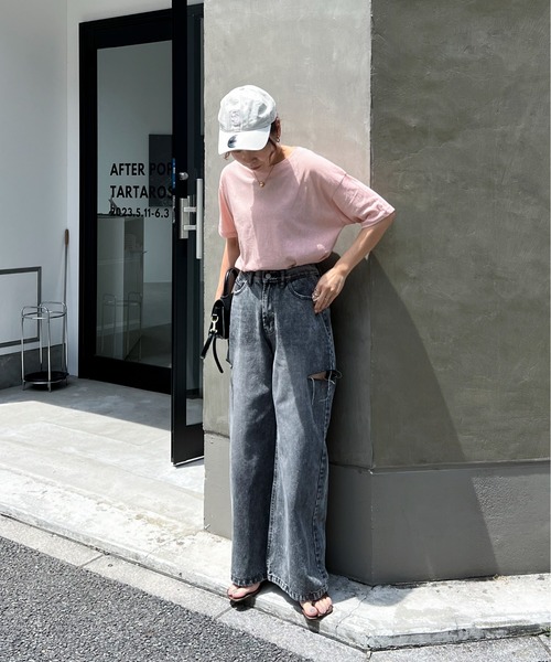 feepur（フェピュール）の「スラブ調ロゴ刺繍シアーTee（Tシャツ/カットソー・レディース・ブルー/ピンク/オートミール/オフホワイト/ブラック・MEDIUM）」の13枚目の写真