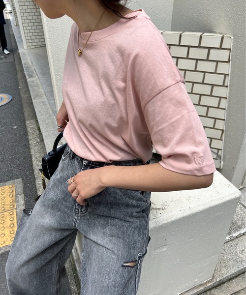 feepur（フェピュール）の「スラブ調ロゴ刺繍シアーTee（Tシャツ/カットソー・レディース・ブルー/ピンク/オートミール/オフホワイト/ブラック・MEDIUM）」の17枚目の写真