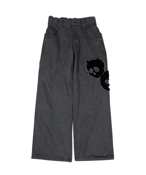 LAND by MILKBOY（ランドバイミルクボーイ）の「CAT SKULL デニムパンツ（デニムパンツ・レディース・A/B・L/XL）」の2枚目の写真