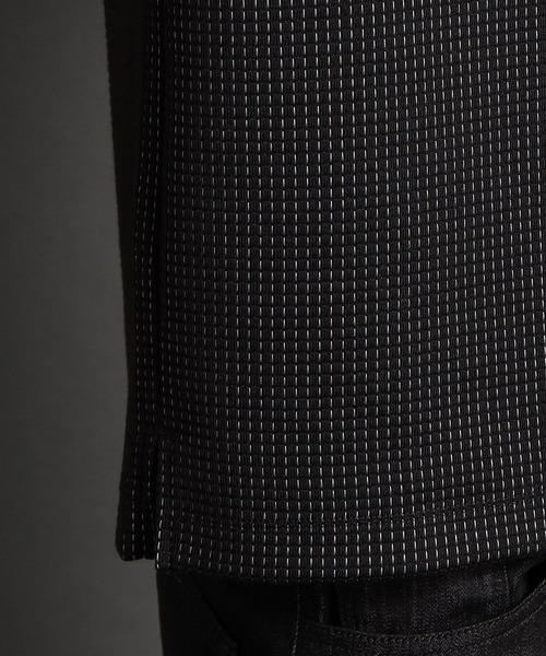 HIDEAWAYS NICOLE（ハイダウェイニコル）の「ボックスミニワッフル半袖Ｖネックカットソー（Tシャツ/カットソー・メンズ・ブラック/ホワイト×ブラック/ブラック×ホワイト・LARGE/X-LARGE/MEDIUM）」の10枚目の写真