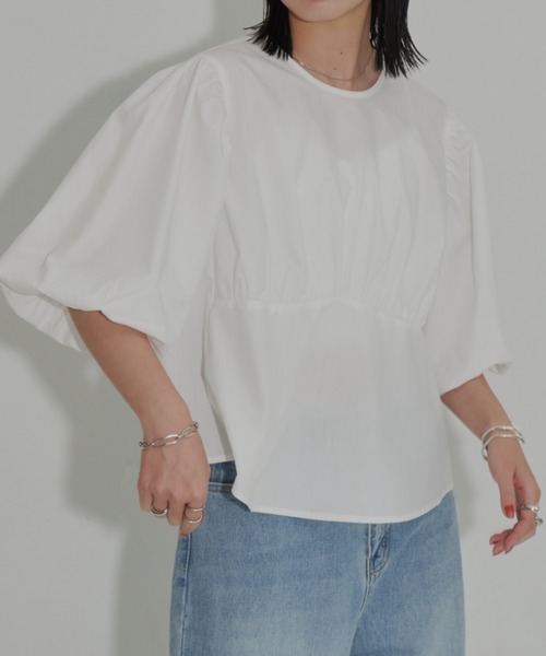 Aunt Marie's(アントマリーズ)の「バックデザインバルーンスリーブブラウス(シャツ/ブラウス・レディース・ブラック/ホワイト・FREE)」の14枚目の写真