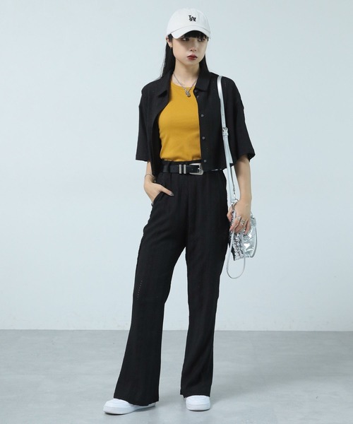 PAGEBOY(ページボーイ)の「ジャガードショートシャツ(シャツ/ブラウス・レディース・ブラック/グレイッシュベージュ/ブラウン・FREE)」の6枚目の写真