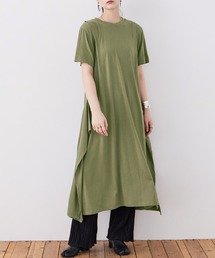 【M-5L】ショルダータック Tシャツワンピース