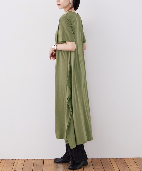 Fashion Letter(ファッションレター)の「【M-5L】ショルダータック Tシャツワンピース(ワンピース・レディース・モカ/グレイッシュベージュ/カーキ/ブラック・M~L/LL~3L/4L~5L)」の16枚目の写真