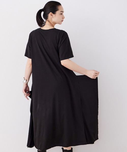 Fashion Letter(ファッションレター)の「【M-5L】ショルダータック Tシャツワンピース(ワンピース・レディース・モカ/グレイッシュベージュ/カーキ/ブラック・M~L/LL~3L/4L~5L)」の12枚目の写真