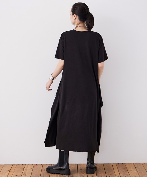 Fashion Letter(ファッションレター)の「【M-5L】ショルダータック Tシャツワンピース(ワンピース・レディース・モカ/グレイッシュベージュ/カーキ/ブラック・M~L/LL~3L/4L~5L)」の22枚目の写真