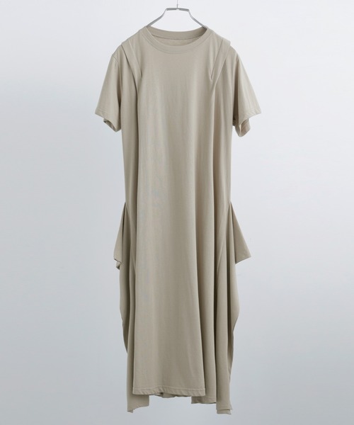Fashion Letter(ファッションレター)の「【M-5L】ショルダータック Tシャツワンピース(ワンピース・レディース・モカ/グレイッシュベージュ/カーキ/ブラック・M~L/LL~3L/4L~5L)」の17枚目の写真