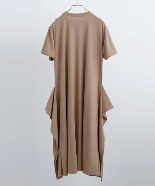 Fashion Letter(ファッションレター)の「【M-5L】ショルダータック Tシャツワンピース(ワンピース・レディース・モカ/グレイッシュベージュ/カーキ/ブラック・M~L/LL~3L/4L~5L)」の13枚目の写真